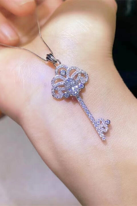 Key To My Heart 1 Carat Moissanite Key Pendant Necklace