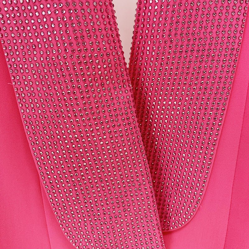 Ada Rhinestone Collar Open Back Blazer Dress - Ever Chic Fashions