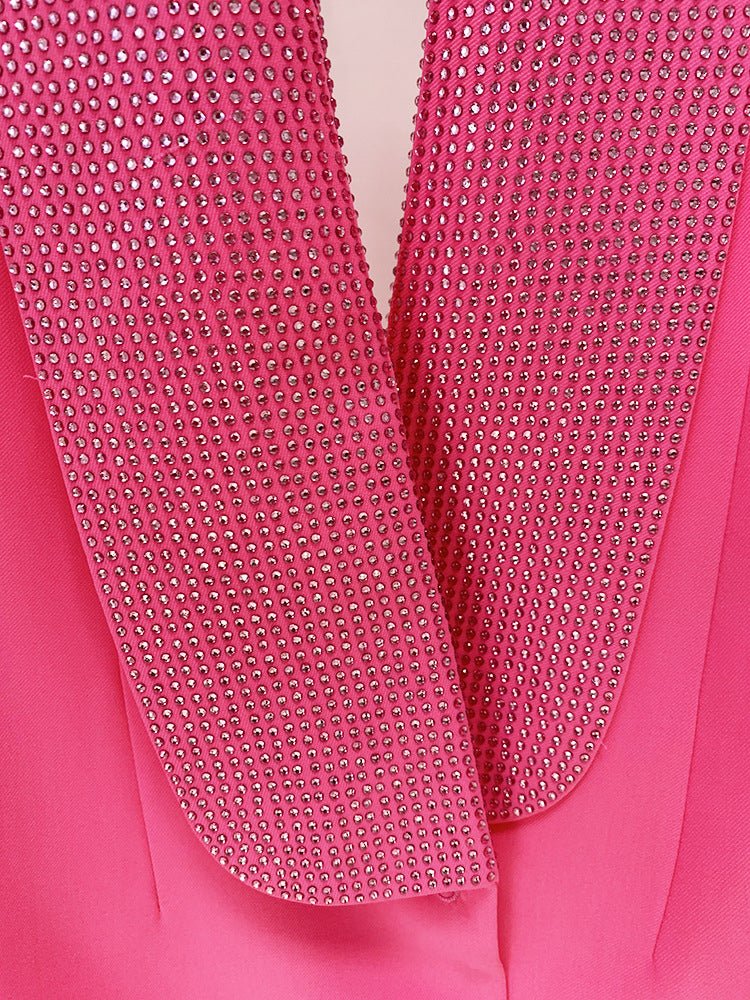 Ada Rhinestone Collar Open Back Blazer Dress - Ever Chic Fashions