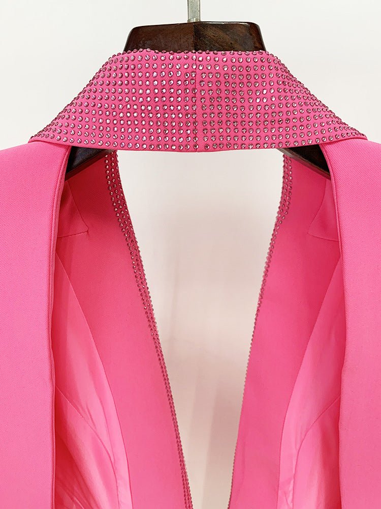 Ada Rhinestone Collar Open Back Blazer Dress - Ever Chic Fashions