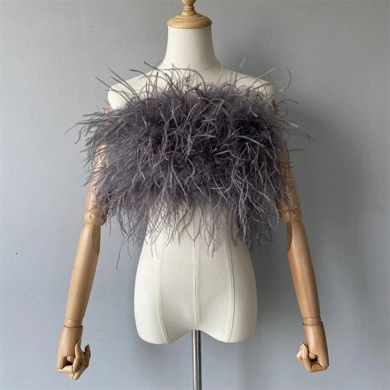 Alania Feather Top 12" Length - Ever Chic Fashions