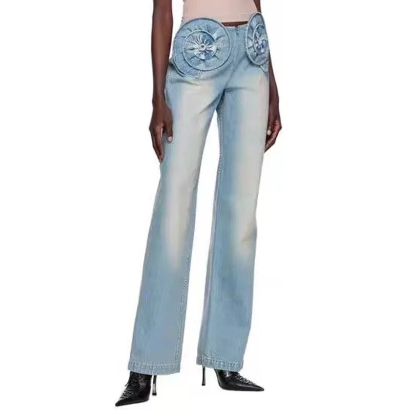 Calista 3D Flower Denim Jeans - Ever Chic Fashions