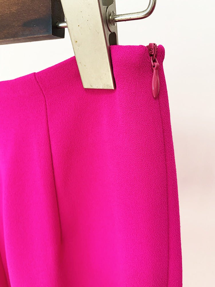 Cinda Fuchsia Rhinestone and Feather Embellished Blazer and Pant Set - Ever Chic Fashions