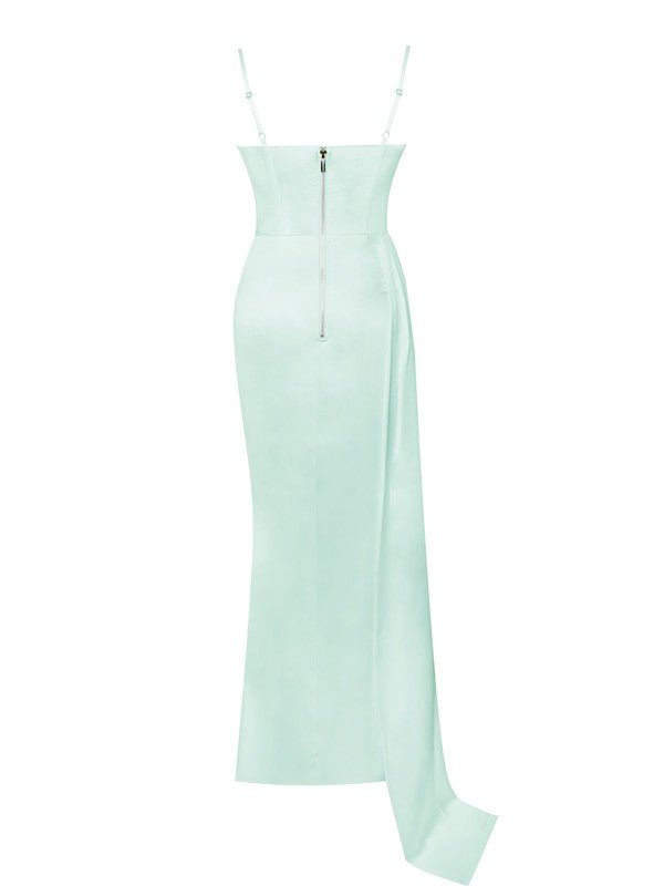 Eden Mint Satin Crystal Corset Gown - Ever Chic Fashions