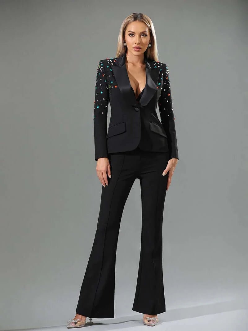 Elijah Colorful Gem Blazer and Pant Set - Ever Chic Fashions