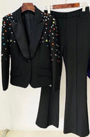 Elijah Colorful Gem Blazer and Pant Set - Ever Chic Fashions