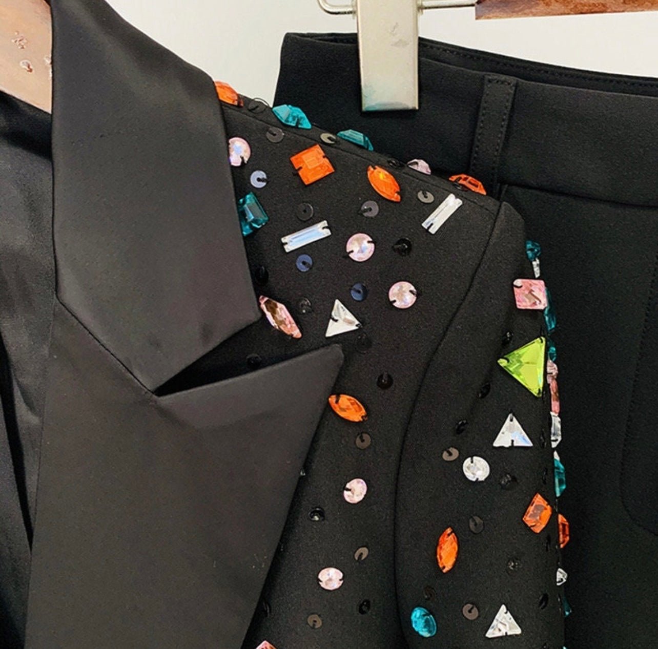 Elijah Colorful Gem Blazer and Pant Set - Ever Chic Fashions