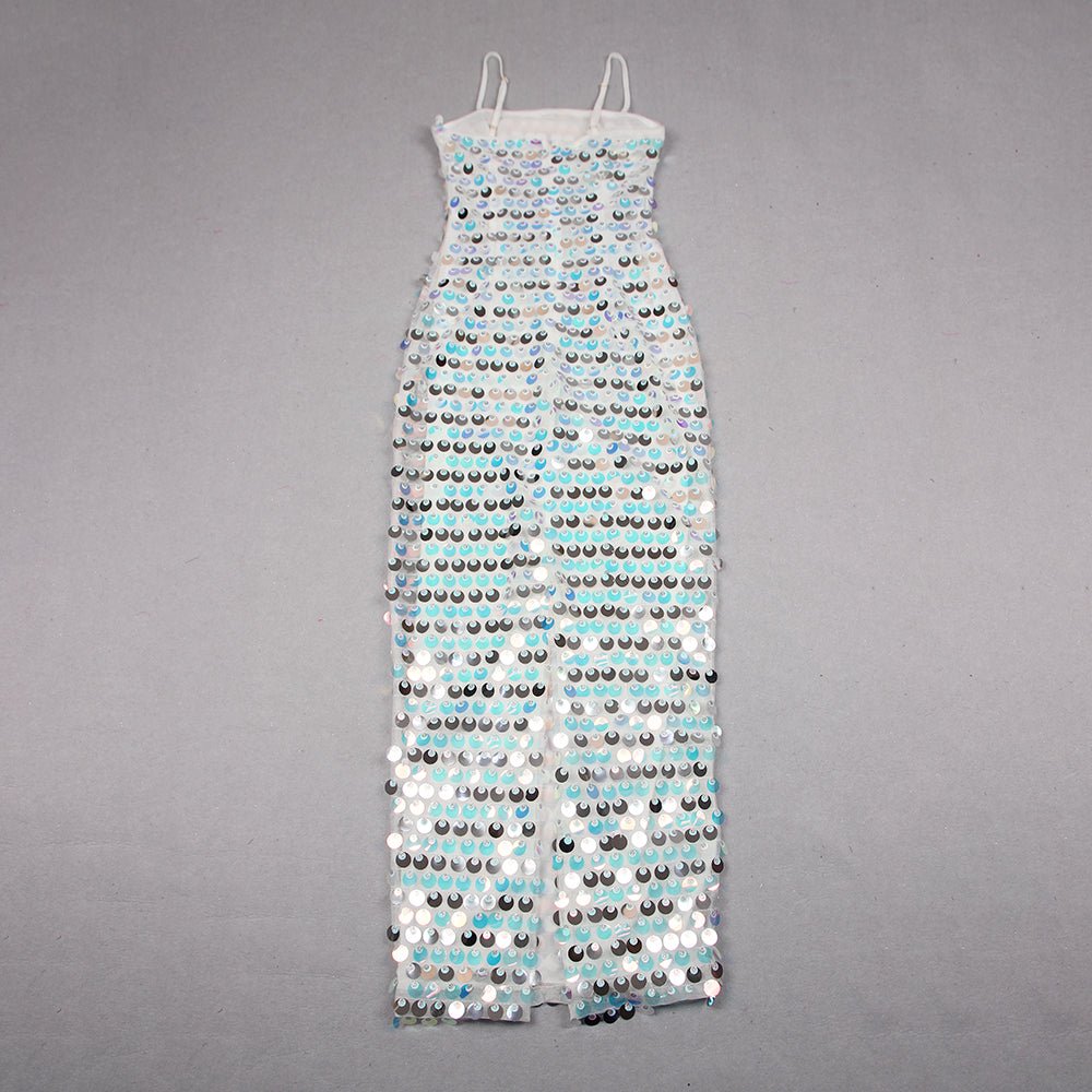 Filippa Silver Large Sequin Maxi Dress - Ever Chic Fashions