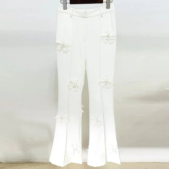 Harlow Floral Appliqué Blazer and Pant Set - Ever Chic Fashions