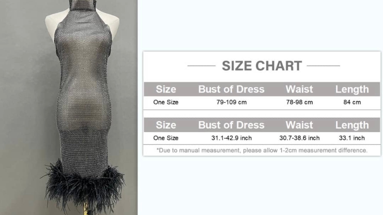 Inaya Rhinestone Mesh Halter Midi Dress with Feather Trim - Ever Chic Fashions