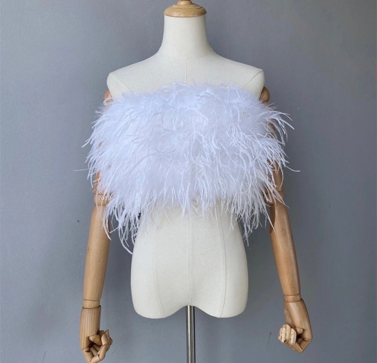 Leida Feather Top 8" Length - Ever Chic Fashions