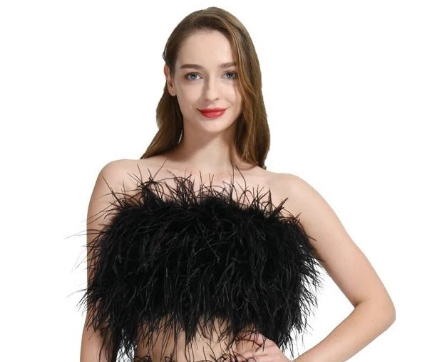 Leida Feather Crop Top 8" Length