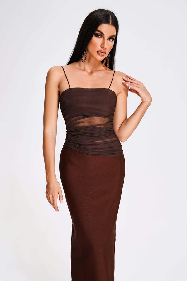 Maeva Mesh Detail Sleeveless Maxi Dress