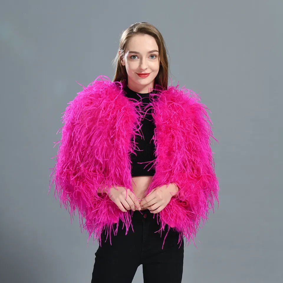 Mina Fluffy Feather Coat - 22” Length