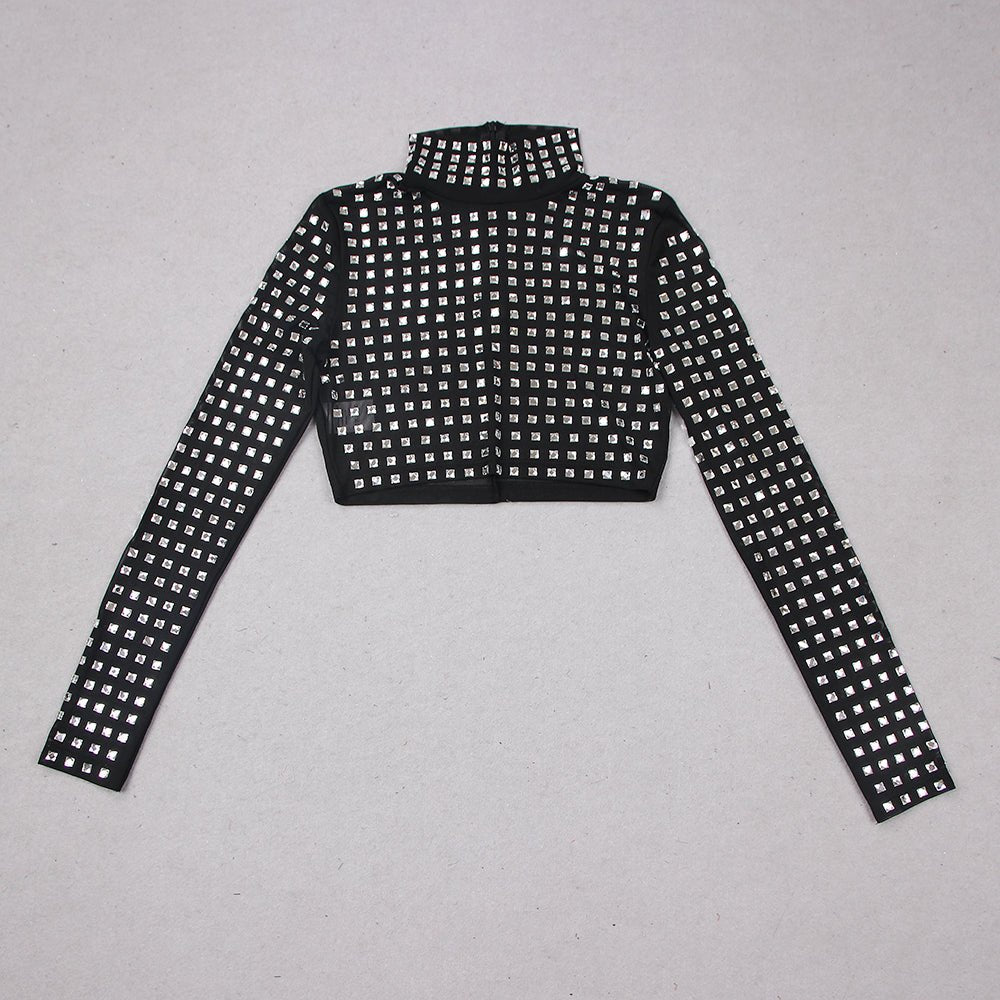 Nova Rhinestone Crystal Crop Top - Ever Chic Fashions