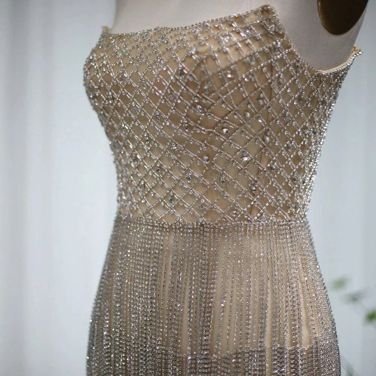 Portia Rhinestone and Beaded Embellished Strapless Mini Dress - Ever Chic Fashions