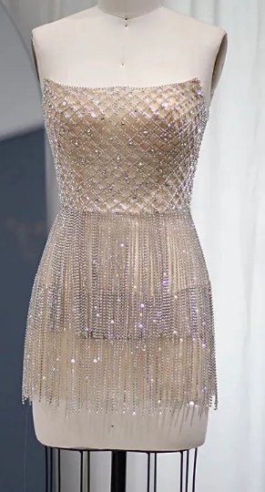 Portia Rhinestone and Beaded Embellished Strapless Mini Dress - Ever Chic Fashions