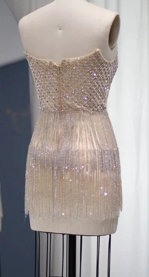 Portia Rhinestone and Beaded Embellished Strapless Mini Dress - Ever Chic Fashions