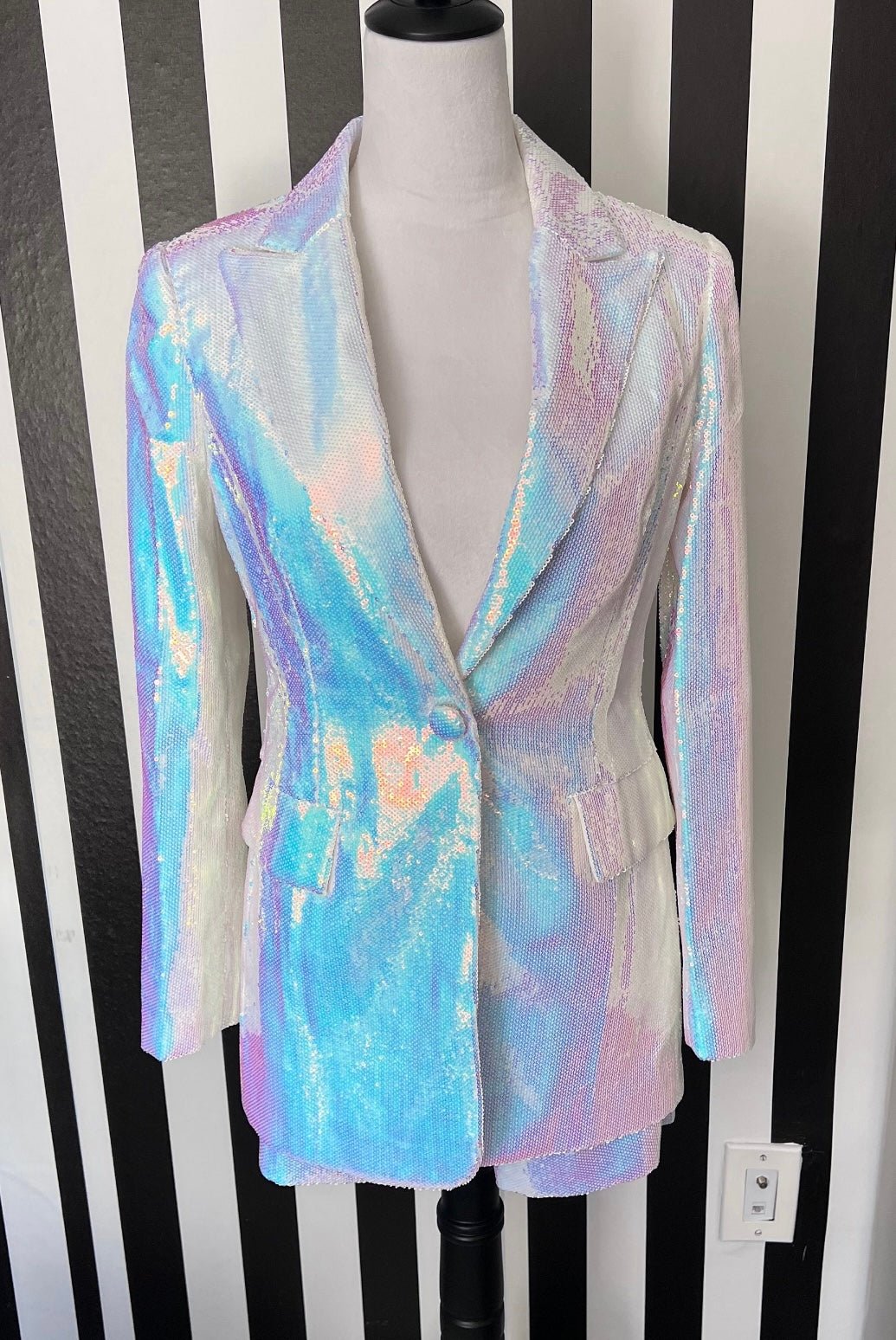 Rhylyn Silver Sequin Blazer and Short Set - Ever Chic Fashions