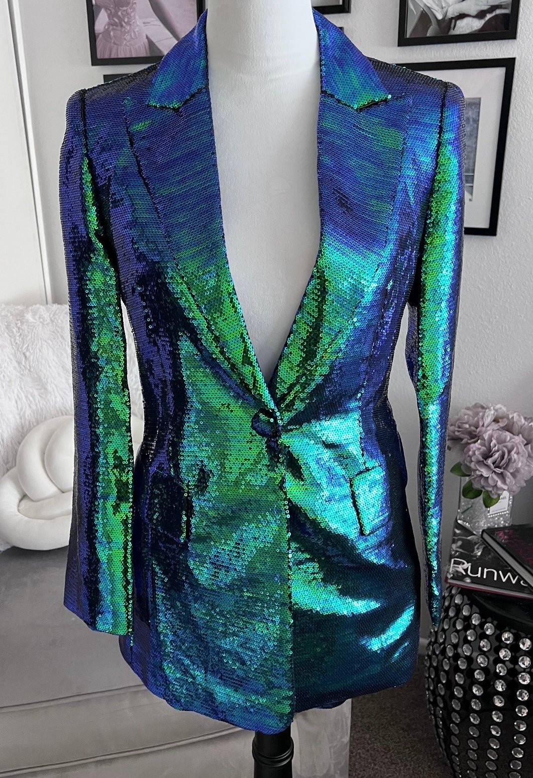 Sage Teal Sequin Blazer and Short Set - Ever Chic Fashions