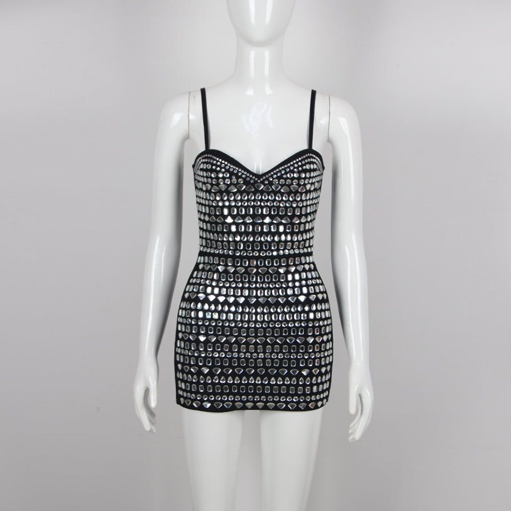 Sibyl Rhinestone Embellished Bandage Romper - Ever Chic Fashions