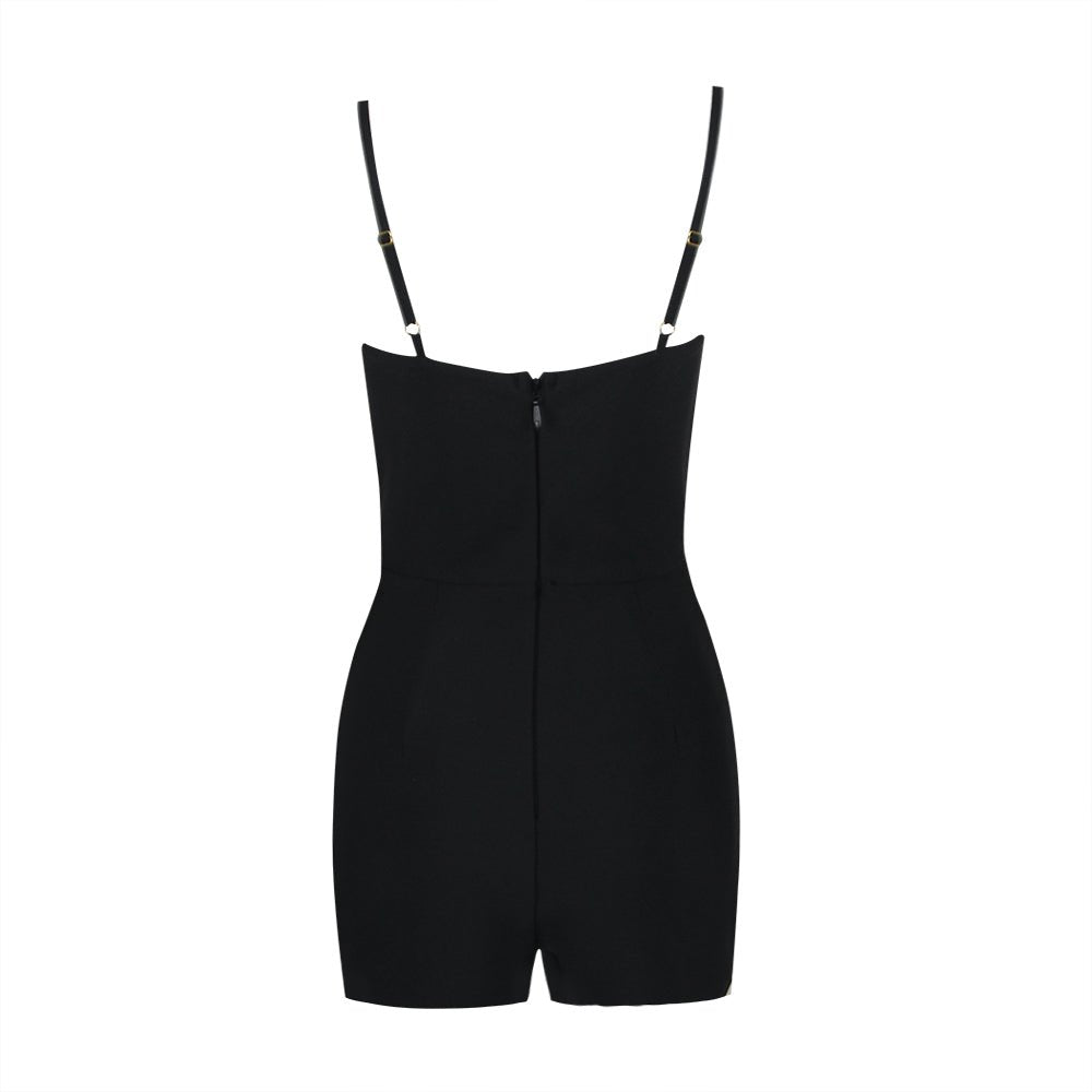 Sibyl Rhinestone Embellished Bandage Romper - Ever Chic Fashions