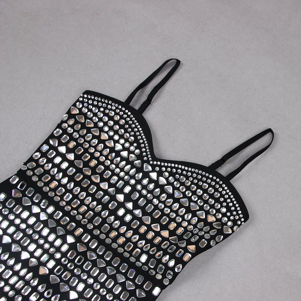 Sibyl Rhinestone Embellished Bandage Romper - Ever Chic Fashions