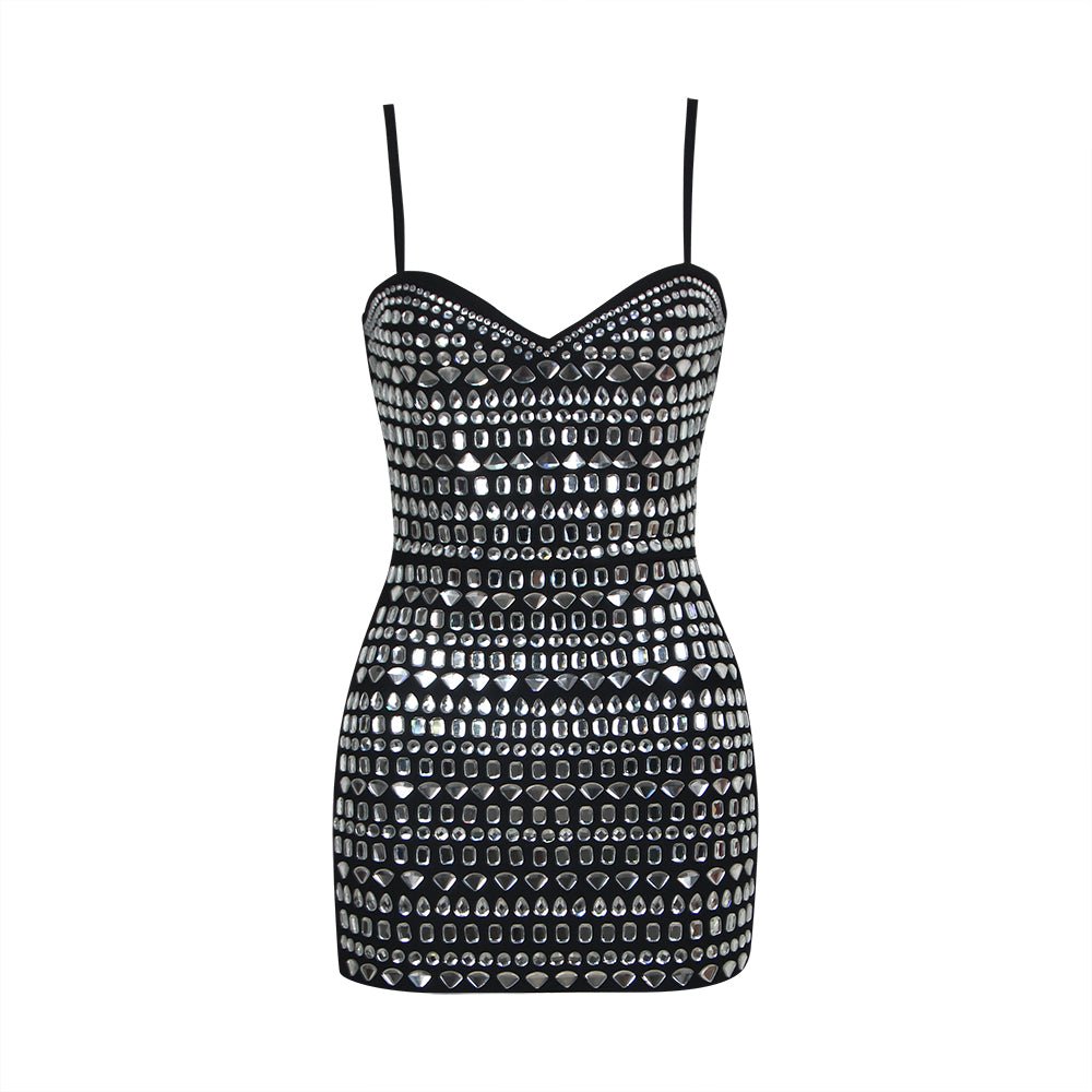 Sibyl Rhinestone Embellished Bandage Romper - Ever Chic Fashions