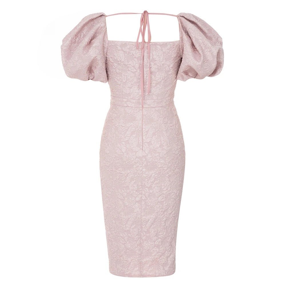 Sylvie Puff Sleeve Sweetheart Neck Midi Dress - Ever Chic Fashions