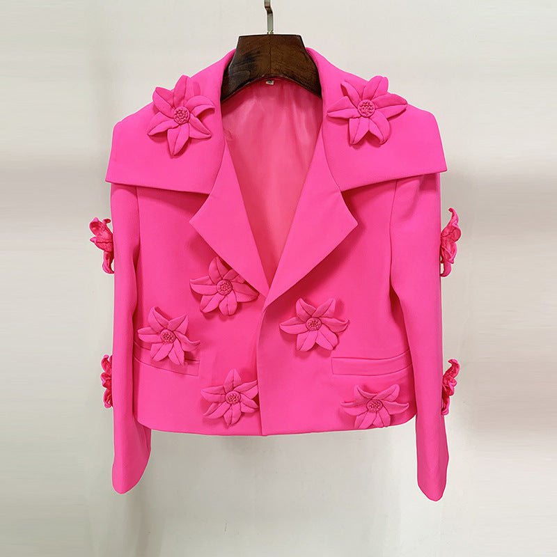 Tavia Floral Applique Blazer and Skirt Set - Ever Chic Fashions