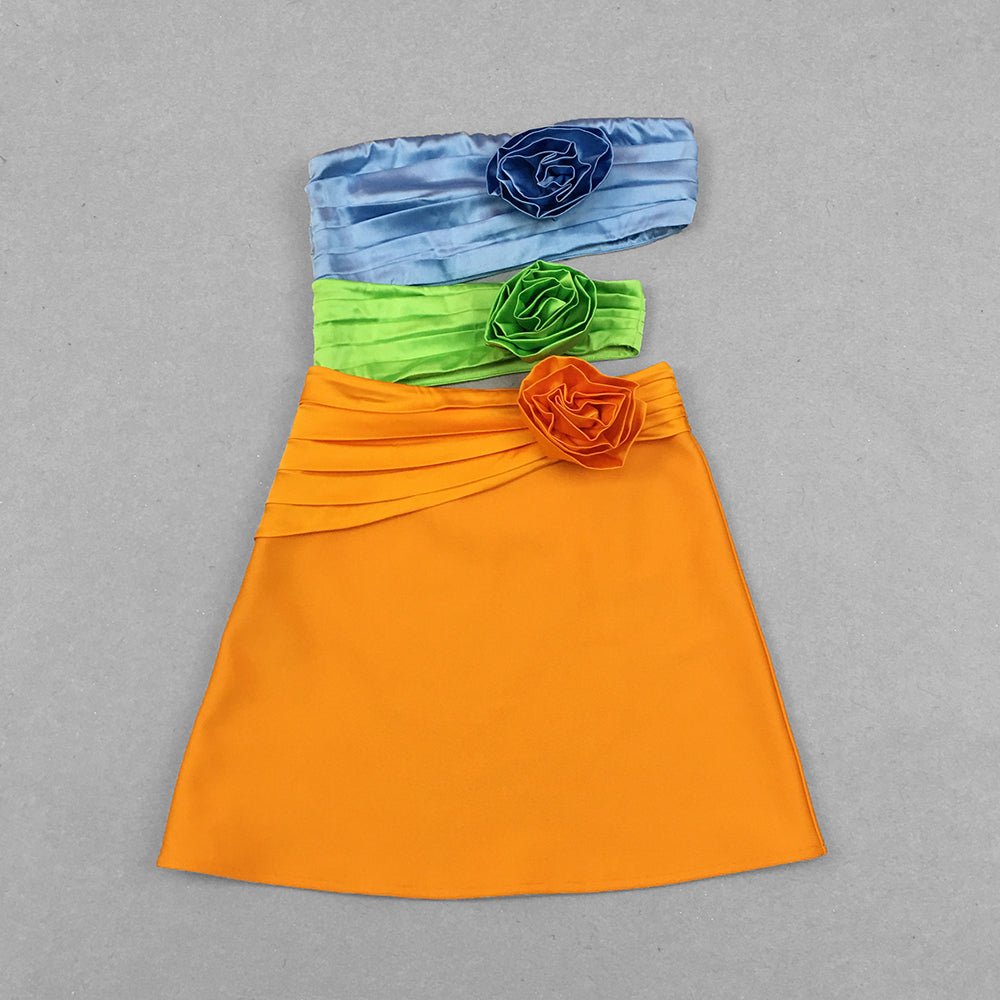 Tawni Colorful Cutout Flower Detail Strapless Mini Dress - Ever Chic Fashions