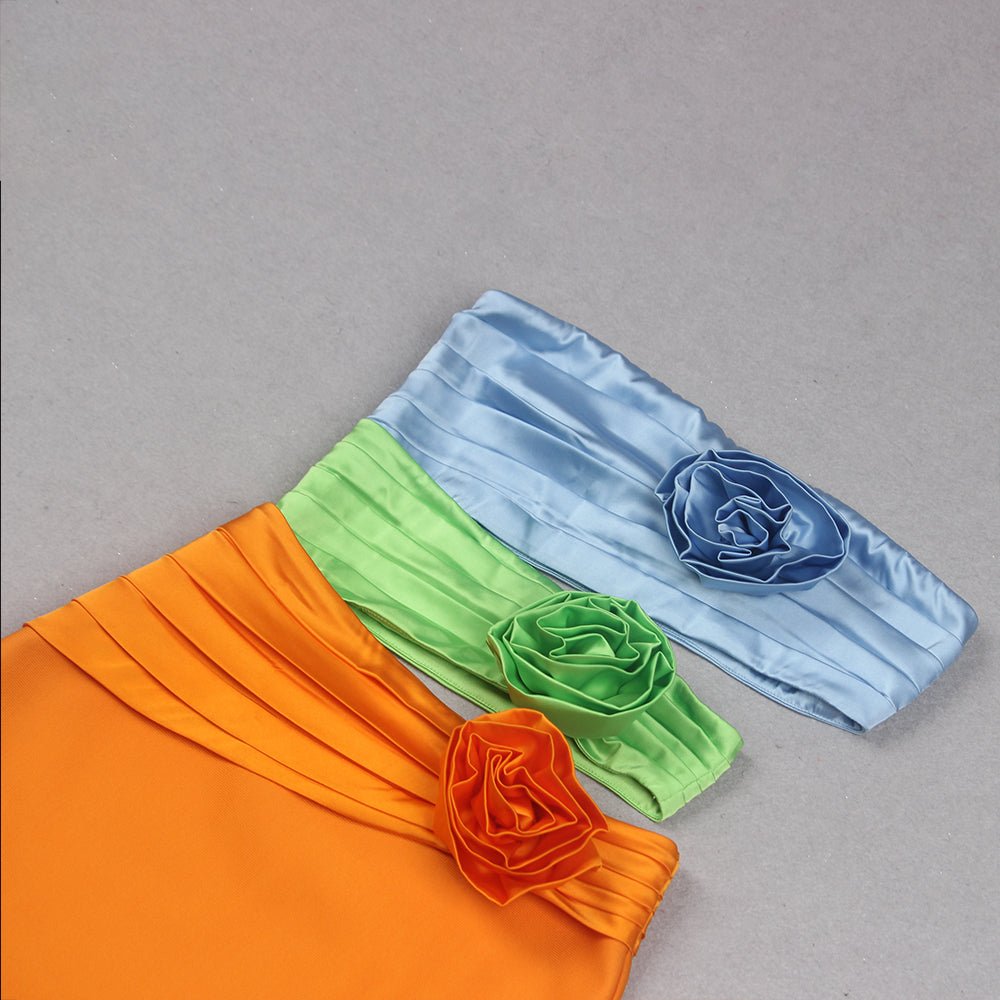 Tawni Colorful Cutout Flower Detail Strapless Mini Dress - Ever Chic Fashions