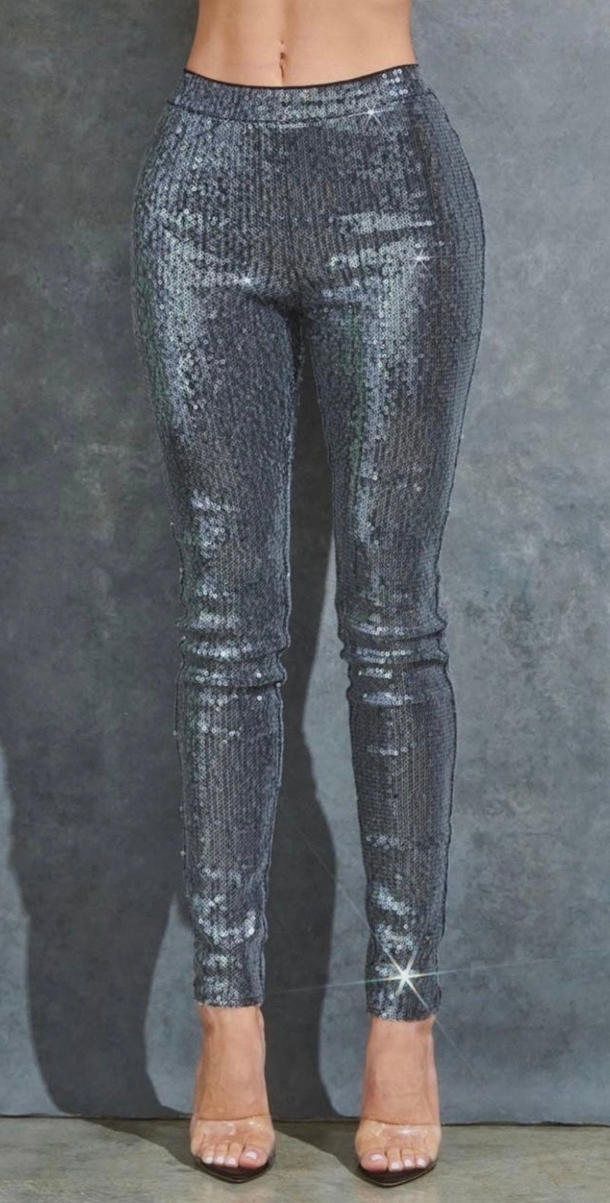 Tian Charcoal Silver Sequin Pants