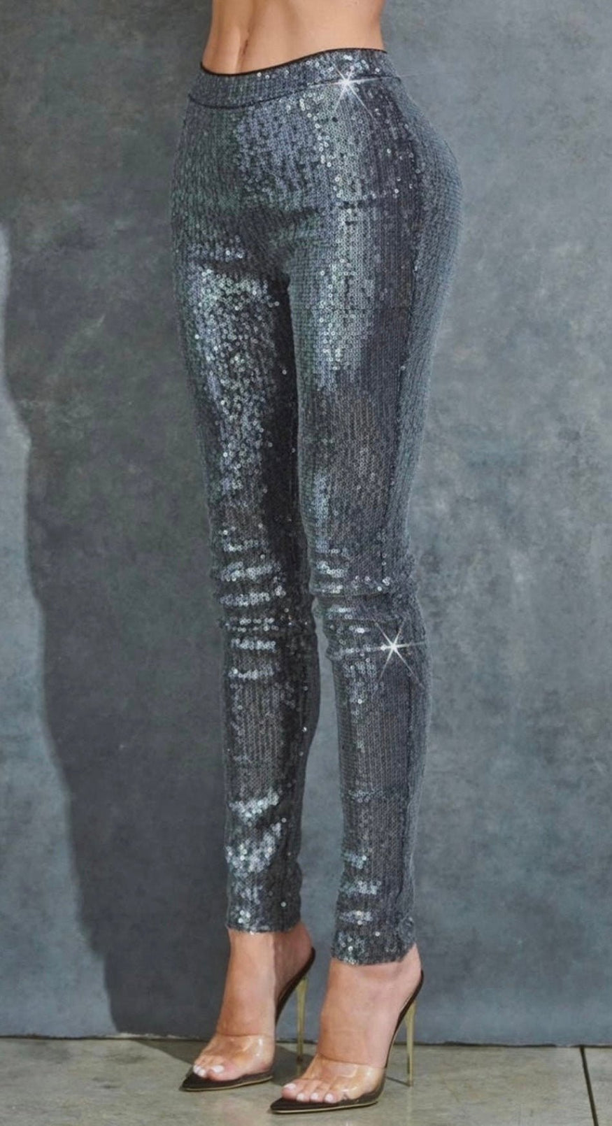 Tian Charcoal Silver Sequin Pants