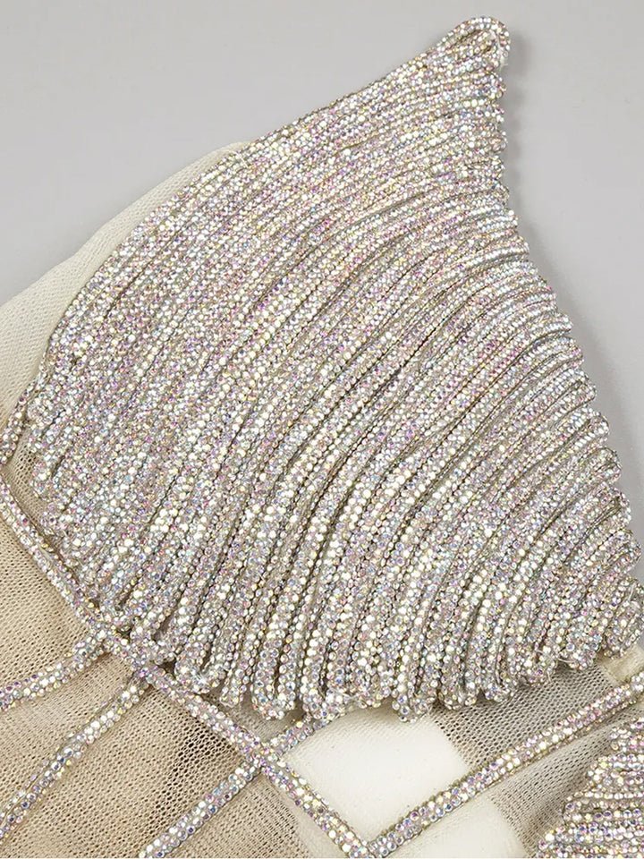 Willa Rhinestone Mesh Strapless Mini Dress - Ever Chic Fashions