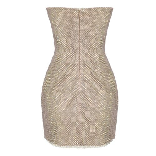 Willa Rhinestone Mesh Strapless Mini Dress - Ever Chic Fashions