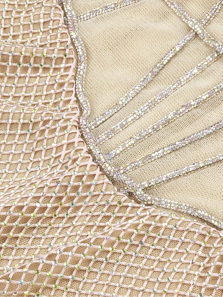 Willa Rhinestone Mesh Strapless Mini Dress - Ever Chic Fashions