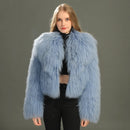 Shaya Mongolian Fur Fluffy Collar Waist Length Coat