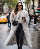 Dira Long Fluffy Feather Coat
