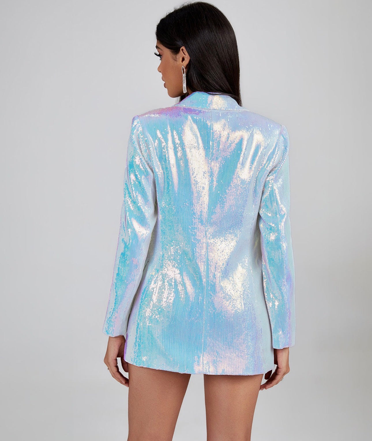 Rhylyn Silver Sequin Blazer and Short Set