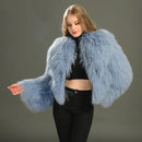 Shaya Mongolian Fur Fluffy Collar Waist Length Coat