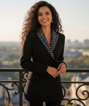 Monica Rhinestone Bead Lapel Blazer