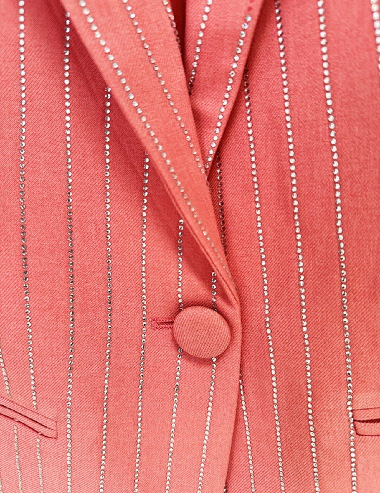 Lita Salmon Rhinestone Pinstripe Blazer and Pant Set