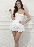 Mariah Lace Up Corset Floral Ruffle Mini Skirt Set