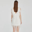 Anthia Deep V Feather Mini Dress