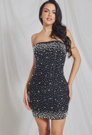 Mae Rhinestone and Pearl Strapless Mini Dress