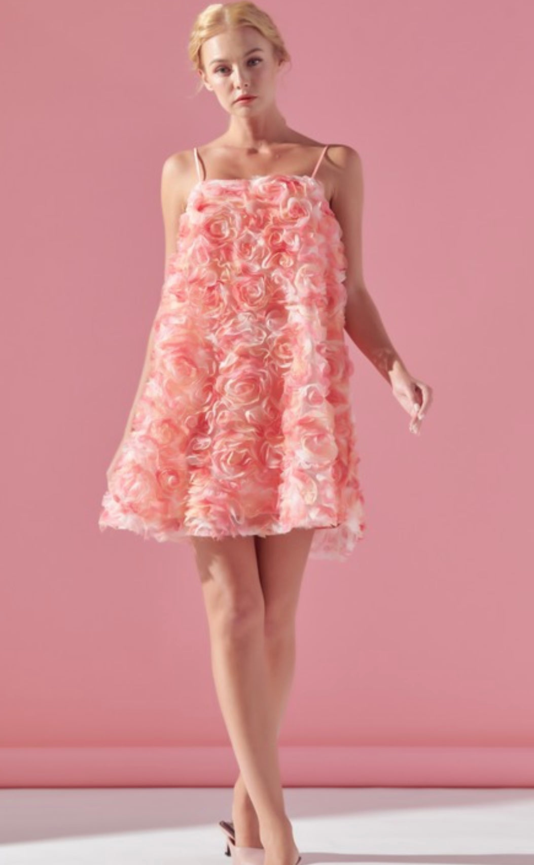 Paisley Pink Floral Appliqué Sleeveless Mini Dress