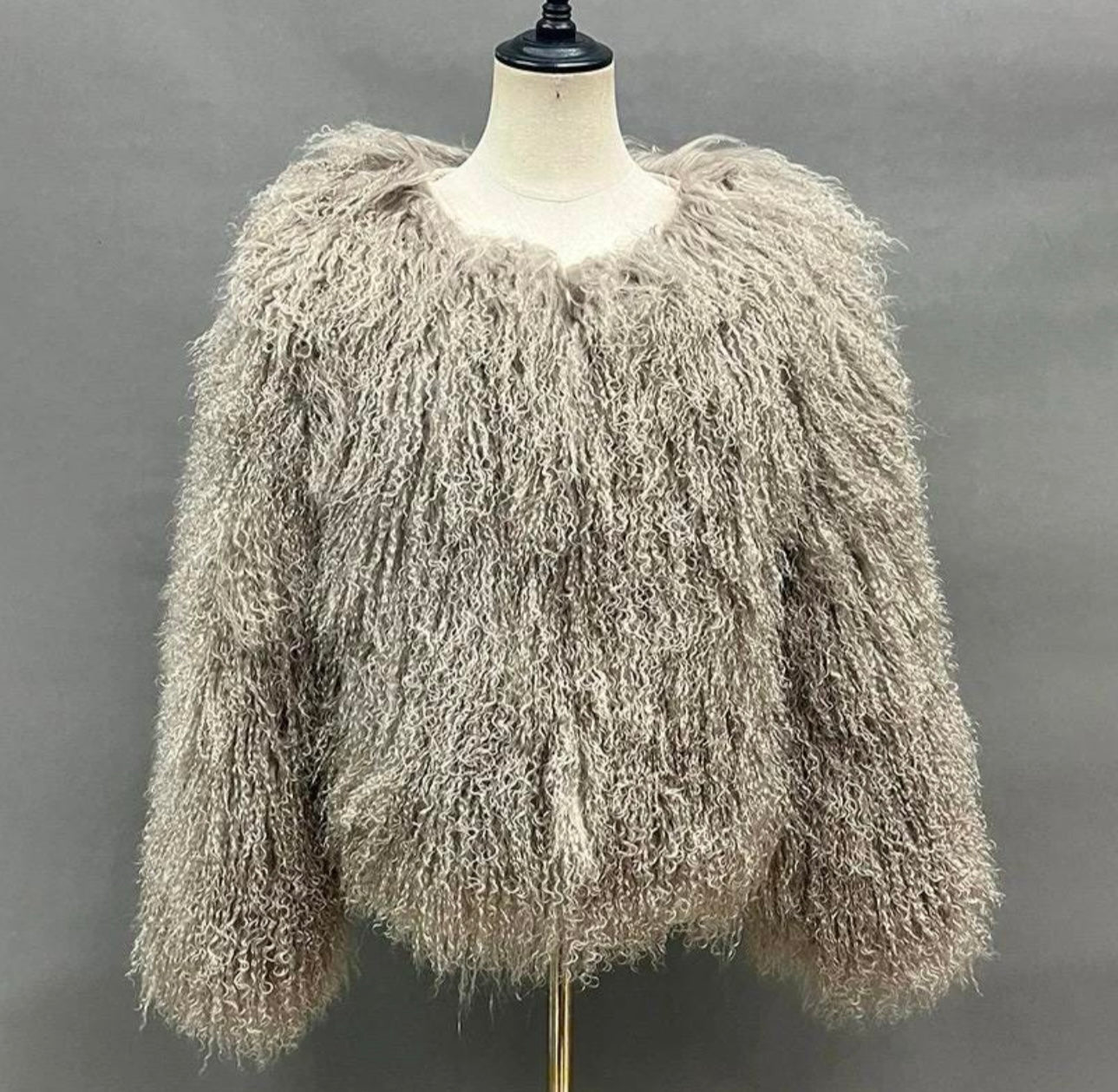 Belina Mongolian Fur Waist Length Coat (No Collar)