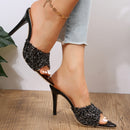 Madelyn Sequin Point Toe Kitten Heel Sandals