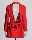 Marise Backless 3D Rose Detail Blazer